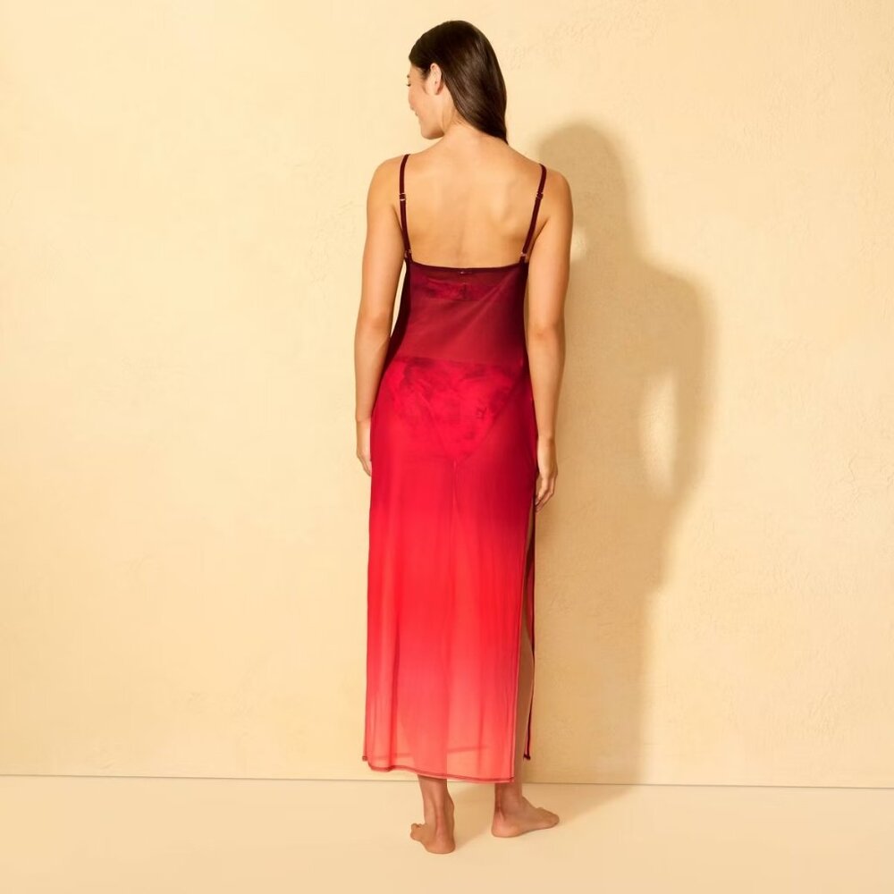 NWT Women's Mesh Scoop Neck Midi Cover Up Dress - Shade & Shore™ Multicolor L - Picture 3 of 5